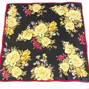 VTG Echo 100% Silk Scarf Floral Rose Print 21 Inches Square Multicolor